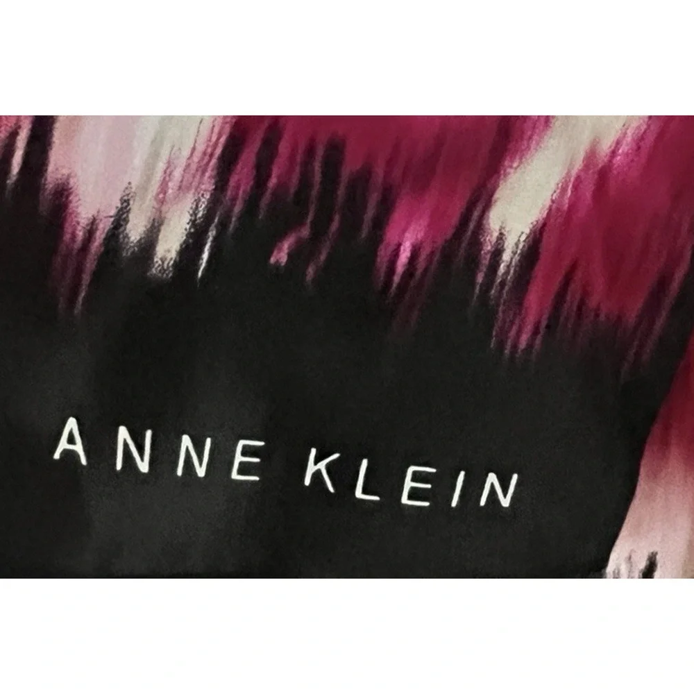 HOT PINK & BLACK Designer Anne Klein 100% Silk Rectangle Scarf WrAP EXCELLENT